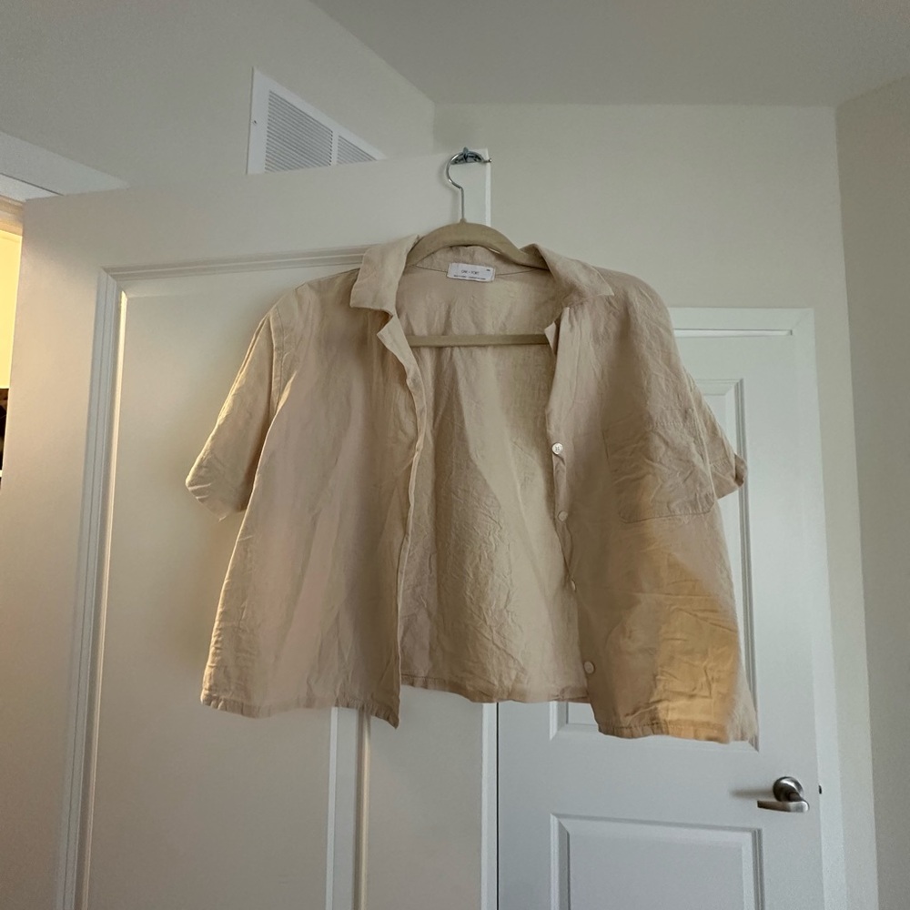 OAK + FORT Neutral Beige Linen Shirt